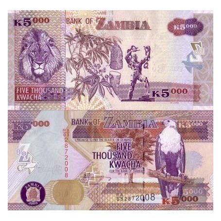 Billets De Banque Zambie Pk N 41 5000 Kwacha