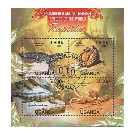 Timbres thématiques Ouganda No 2522 25 Oblitérés Animaux Reptiles La