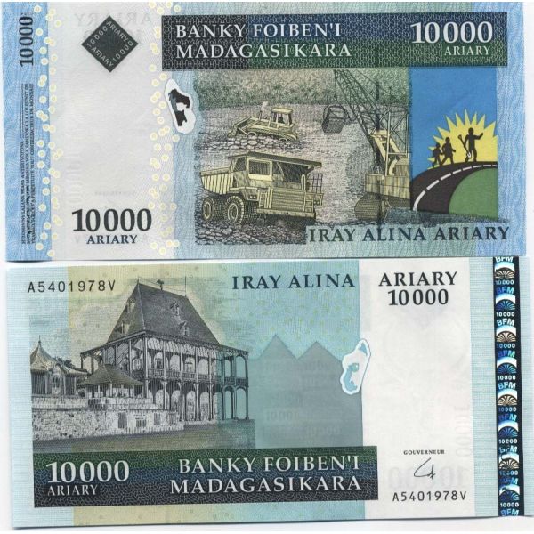 Beautiful Banknote Madagascar Pick Number 92 10000 Franc La Maison Du Collectionneur