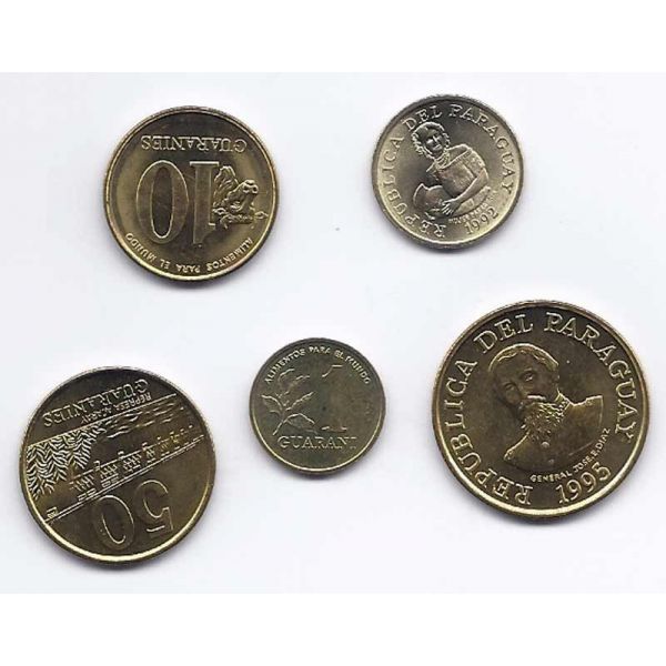 Coin collectors Paraguay - Series of 5 different coins