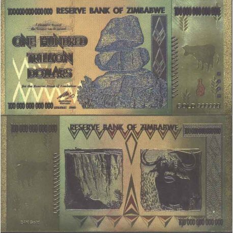 Zimbabwe Biglietto Di Banca Di Dollaro E Dorato All Oro Fine 24k La Maison Du Collectionneur