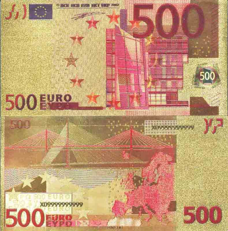 Lot de Billets Euro Plaqué Or 24 Carats - Le Comptoir de l'Euro