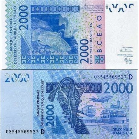 États d'Afrique de l'Ouest 5000 Francs (C- Burkina Faso) (2003) - Banque  Centrale des États de l'Afrique de l'Ouest - Émission 1991-2003 - LastDodo