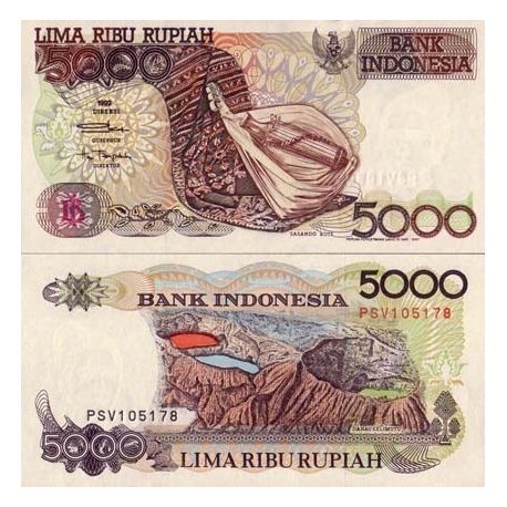  Billet  de collection Indonesie Pk N  130 5000 Rupiah